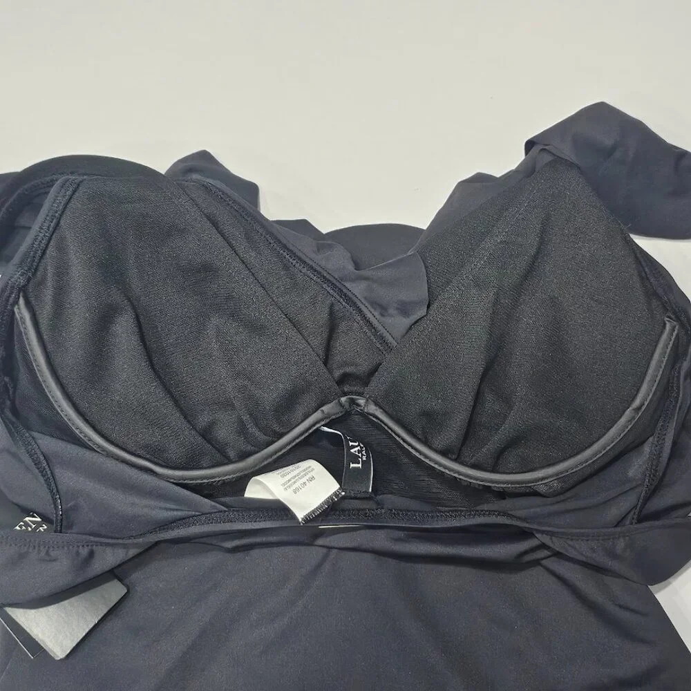 Lauren Ralph Lauren Beach Club Solid Ruffle Underwire Tankini Top Size 8 - Picture 8 of 10